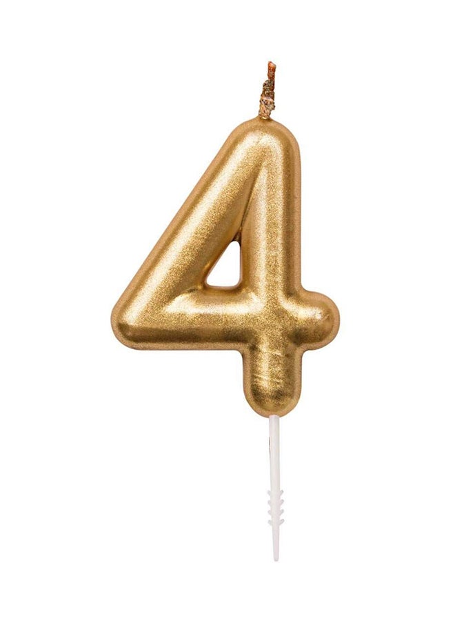 سارفا شمعة بعصا لعيد الميلاد باللون الذهبي على شكل رقم 4 - Image 2