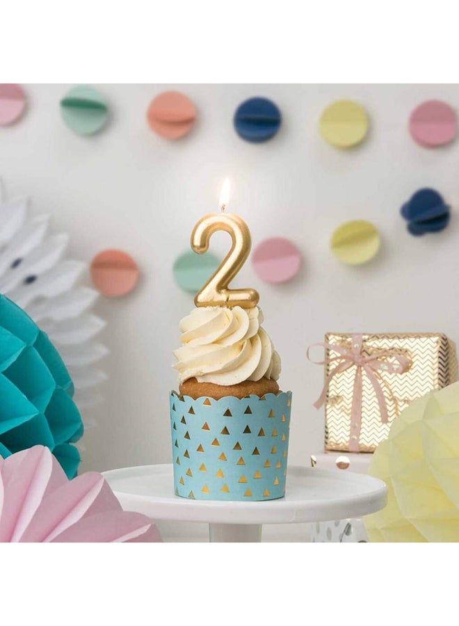 سارفا شمعة بعصا لعيد الميلاد باللون الذهبي على شكل رقم 2 - Image 3