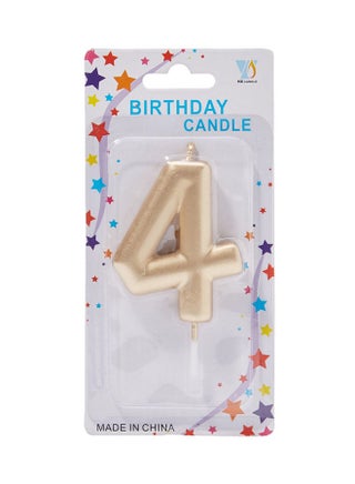 Number-4 Gold Colour With Stick Birthday Candle