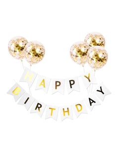FancyLife 5-Piece Confetti Balloon Happy Birthday Wall Banner  - Image 1