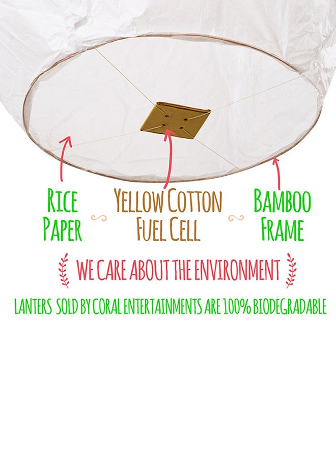Max - Pack Of 10 Flying Chinese Sky Lantern White 36 x 18 x 18inch - Image 1