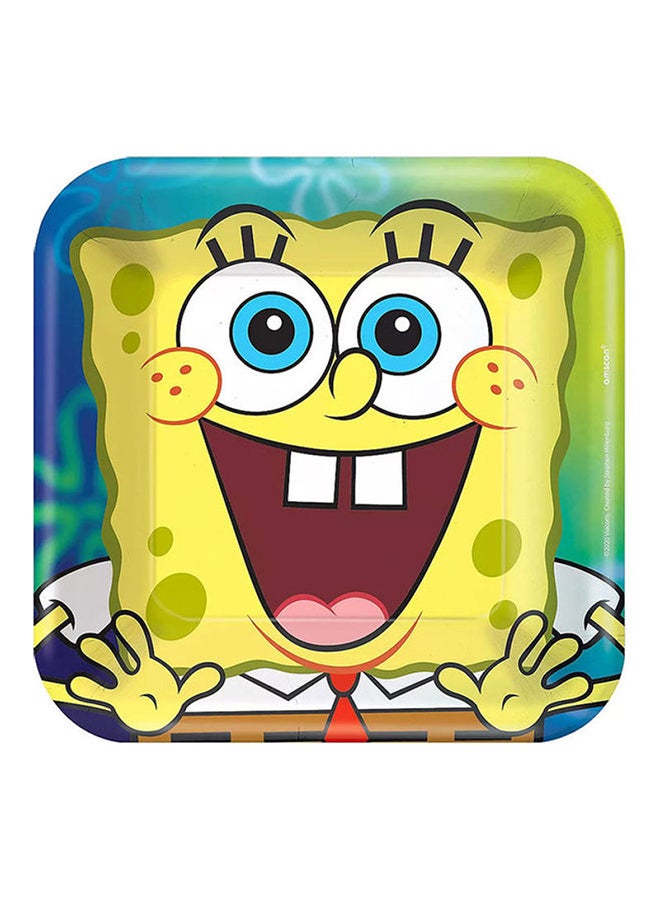 Amscan 8-Piece Spongebob Square Paper Plate Kids Birthday Party Tableware, Party Supplies - Image 1