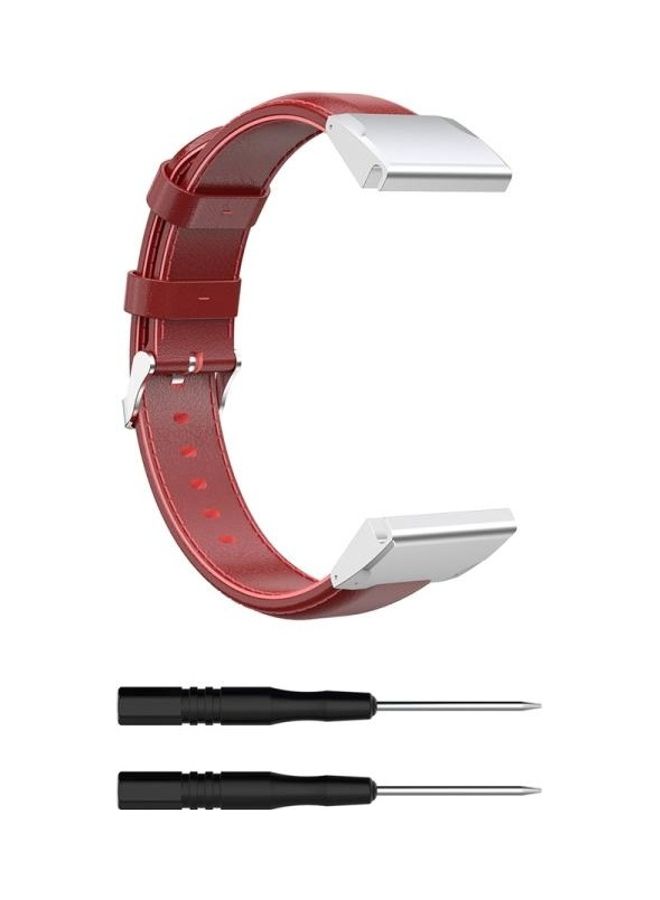 BGM Oil wax Calfskin Quick Release Strap For Garmin Fenix 6 Red - Image 2