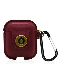 Bluetooth Earphone Protector Scratch-resistant Charging Box PU Leather Case for Apple AirPods Red
