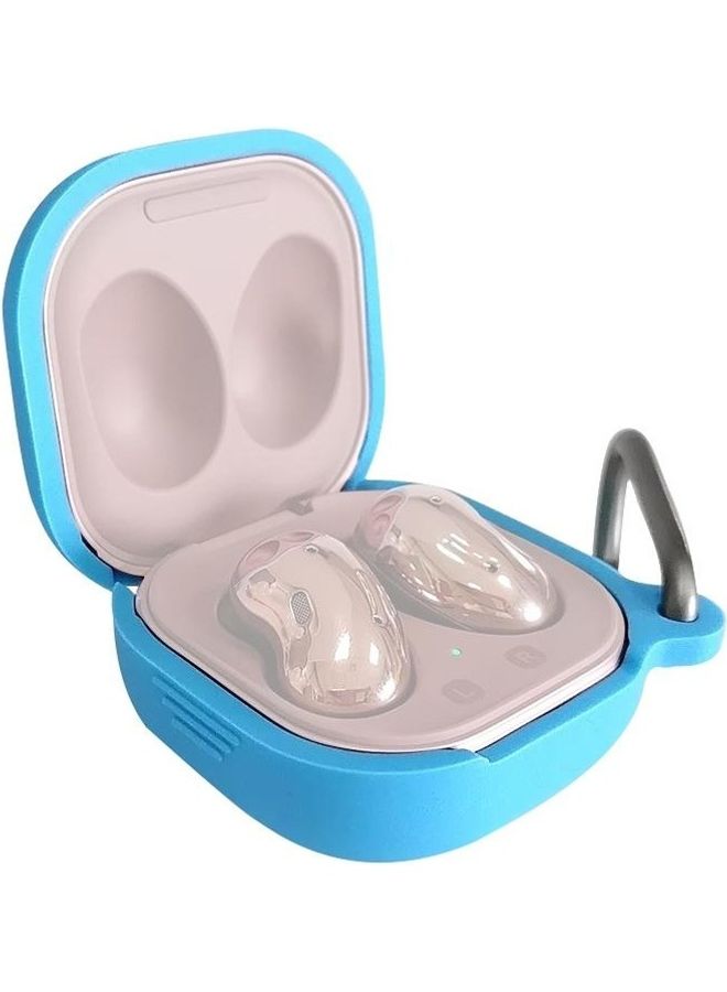 BGM Bluetooth Earphone Silicone Protective Case with Hook for Samsung Galaxy Buds Live/Pro Sky Blue - Image 1