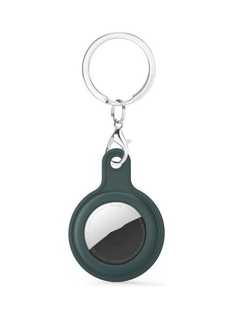 Gel Leather Case Cover With Switchable Keychain Ring For Apple AirTag Olive Green