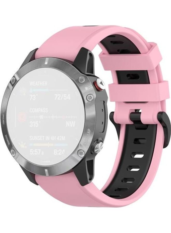 BGM Silicone Two-color Strap For Garmin Fenix 6 Pink/Black - Image 1