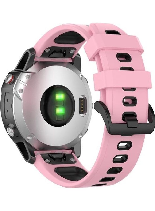 BGM Silicone Two-color Strap For Garmin Fenix 6 Pink/Black - Image 2