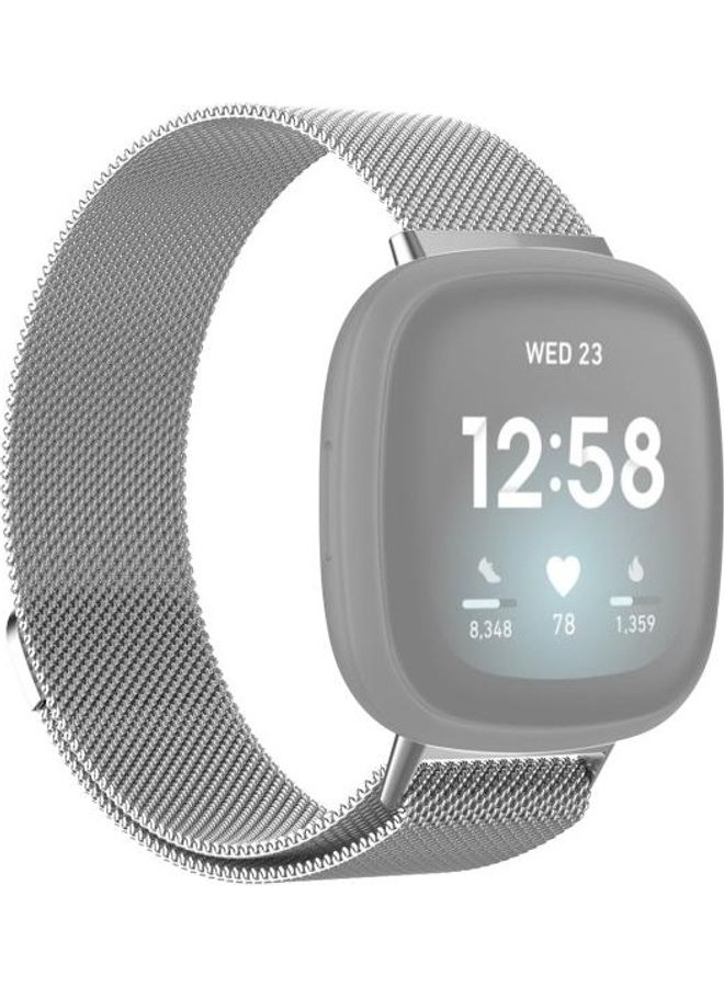 BGM - Milanese Replacement Wrist Strap Watchband For Fitbit Versa 3 Silver - Image 1