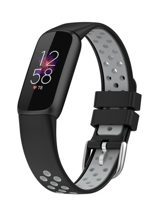 BGM Two-Colour Silicone Replacement Strap Watchband For Fitbit Luxe Black - Image 3