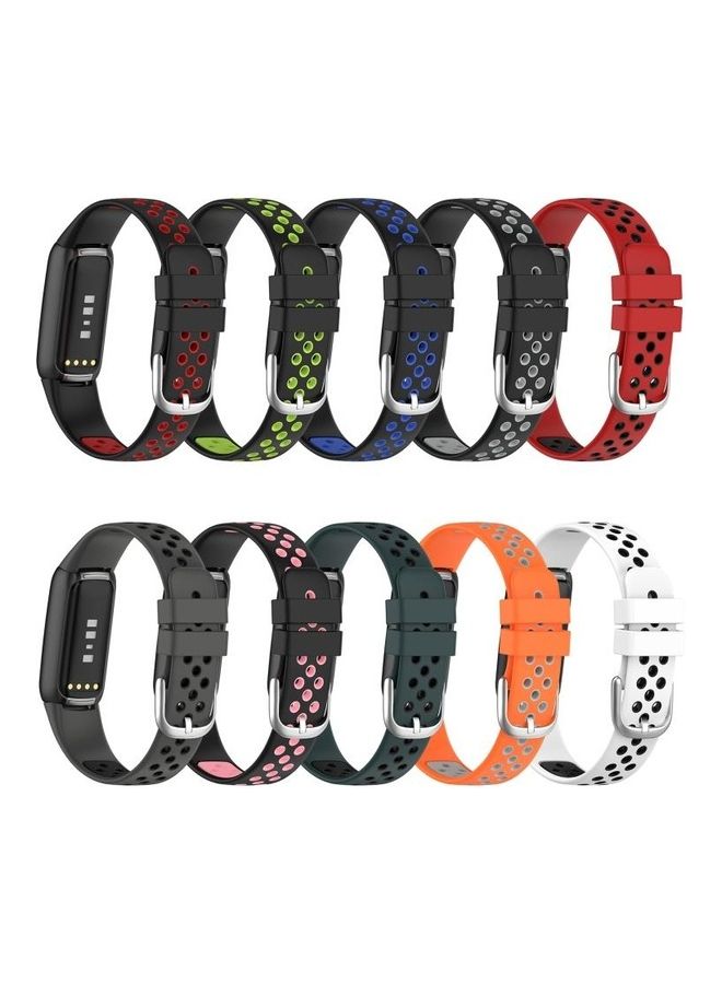 BGM Two-Colour Silicone Replacement Strap Watchband For Fitbit Luxe Black - Image 5