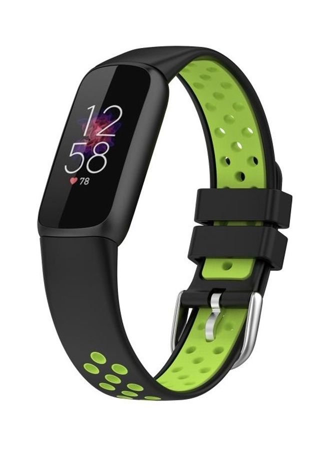 بي جي إم سوار بديل مصنوع من السيليكون بلونين، مناسب لساعة فيتبيت لوكس. أسود - Image 3