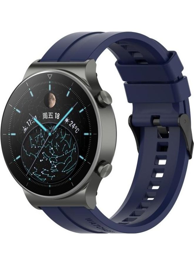 BGM Silicone Replacement Strap Watchband with Black Steel Buckle For Huawei Watch GT 2 Pro Blue - Image 4