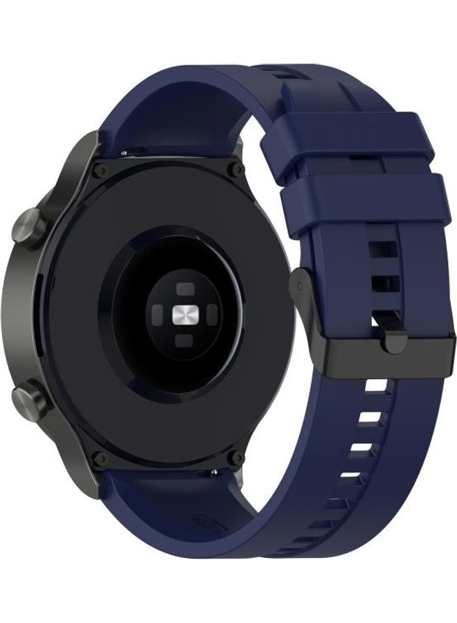 BGM Silicone Replacement Strap Watchband with Black Steel Buckle For Huawei Watch GT 2 Pro Blue - Image 5