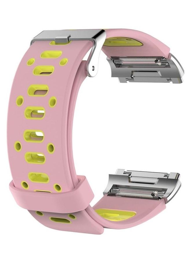 BGM Silicone Replacement Wrist Strap Watchband With Buckle And Connector For Fitbit Ionic Pink/Yellow