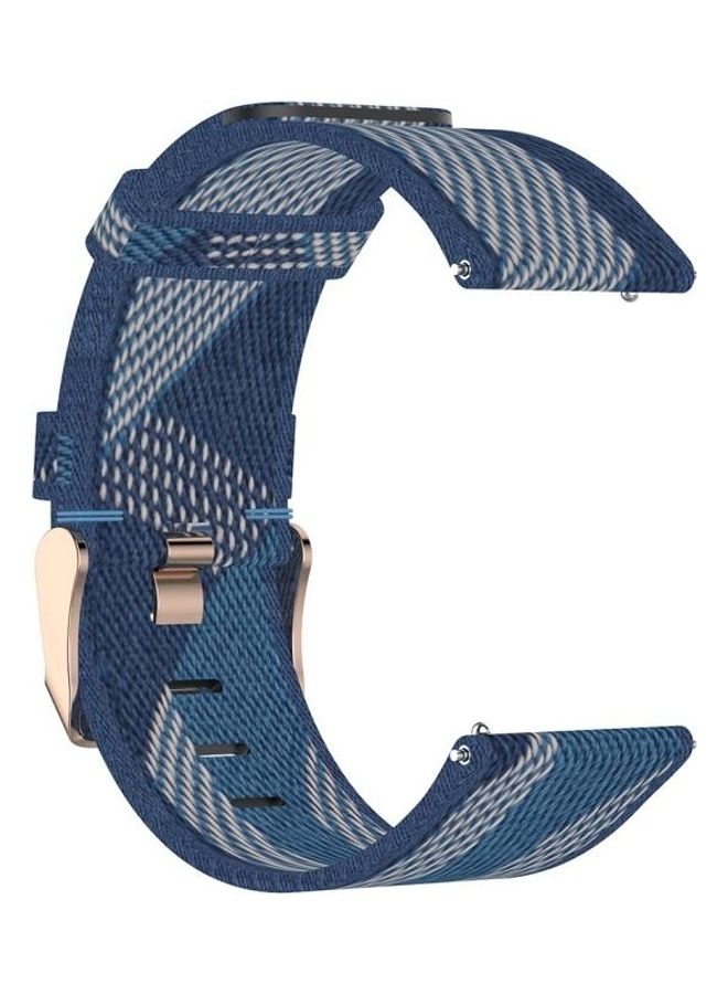 BGM - Nylon Wrist Strap Watch Band for Fitbit Versa 2 23mm Stripe Weave Blue - Image 1