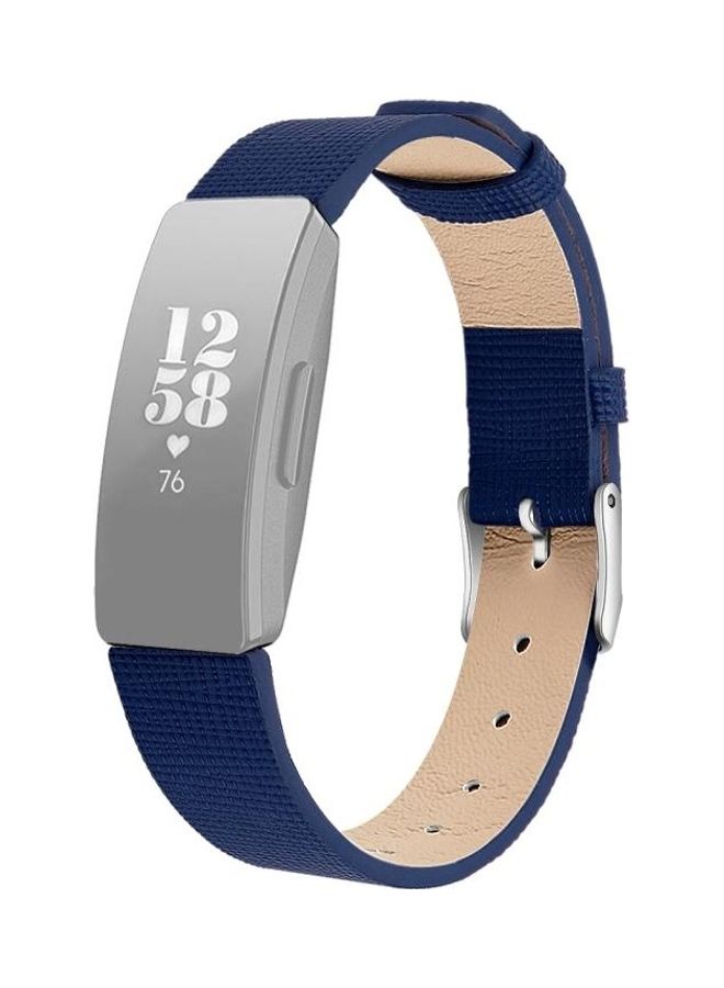 BGM Replacement Wrist Strap Watchband For Fitbit Inspire /HR Leather B Type Blue - Image 1