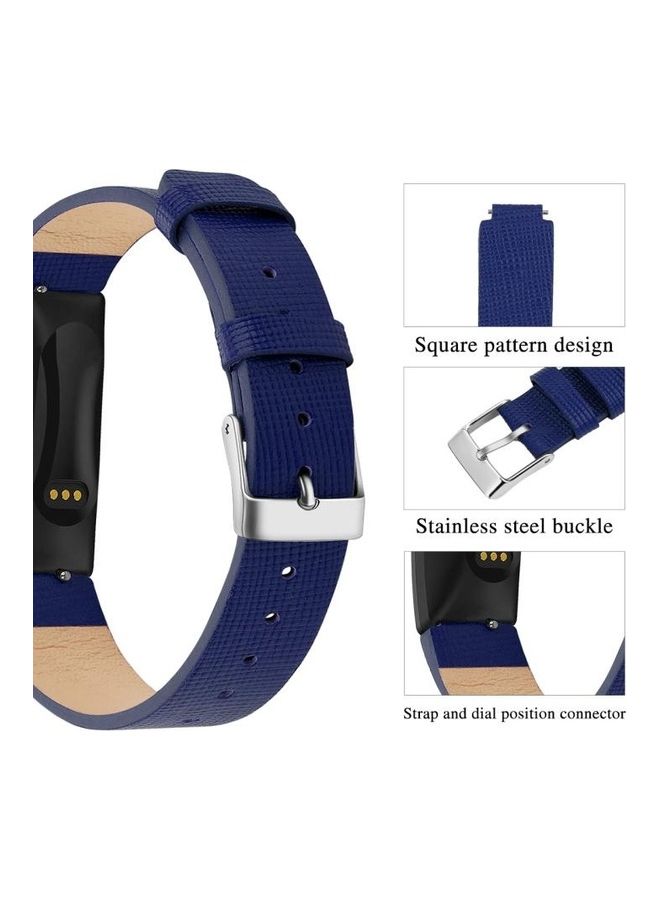 BGM Replacement Wrist Strap Watchband For Fitbit Inspire /HR Leather B Type Blue - Image 3