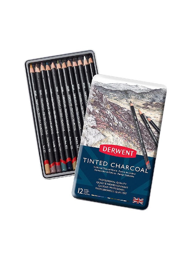 Derwent 12-Piece Tinted Charcoal Pencil Set Multicolour - Image 2