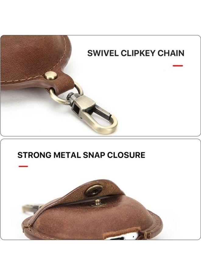 بي جي إم غطاء حماية واق من الجلد بنمط كريزي هورس مع خطاف لسماعة هواوي فري بادز 3 أزرق ياقوتي - Image 3