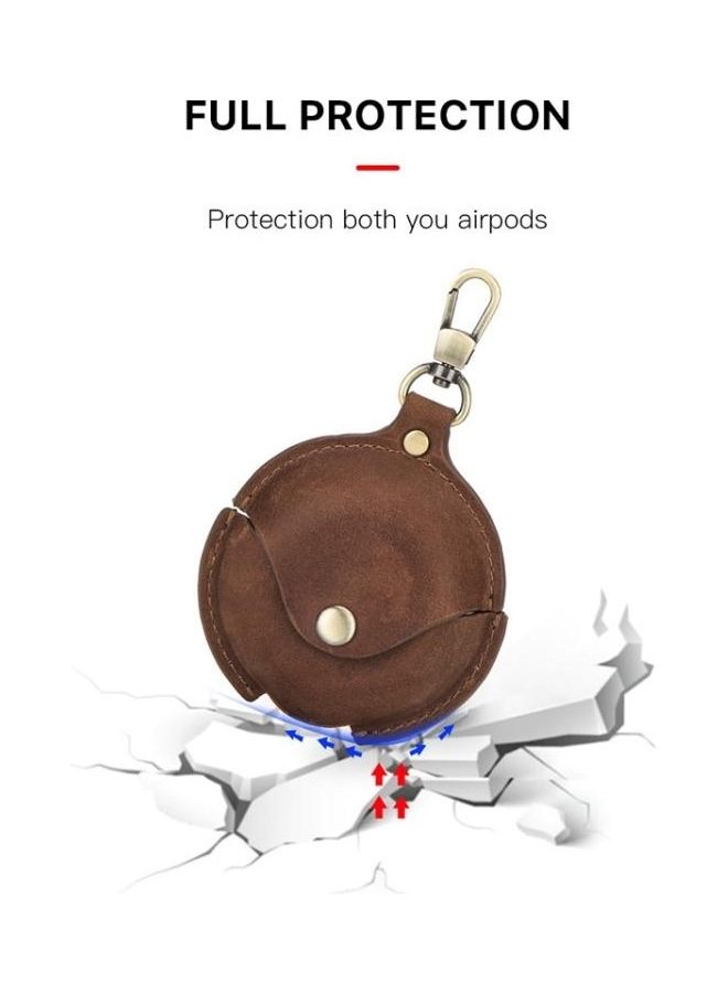 بي جي إم غطاء حماية واق من الجلد بنمط كريزي هورس مع خطاف لسماعة هواوي فري بادز 3 أزرق ياقوتي - Image 4