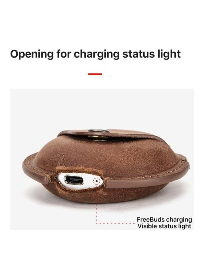 بي جي إم غطاء حماية واق من الجلد بنمط كريزي هورس مع خطاف لسماعة هواوي فري بادز 3 أزرق ياقوتي - Image 5