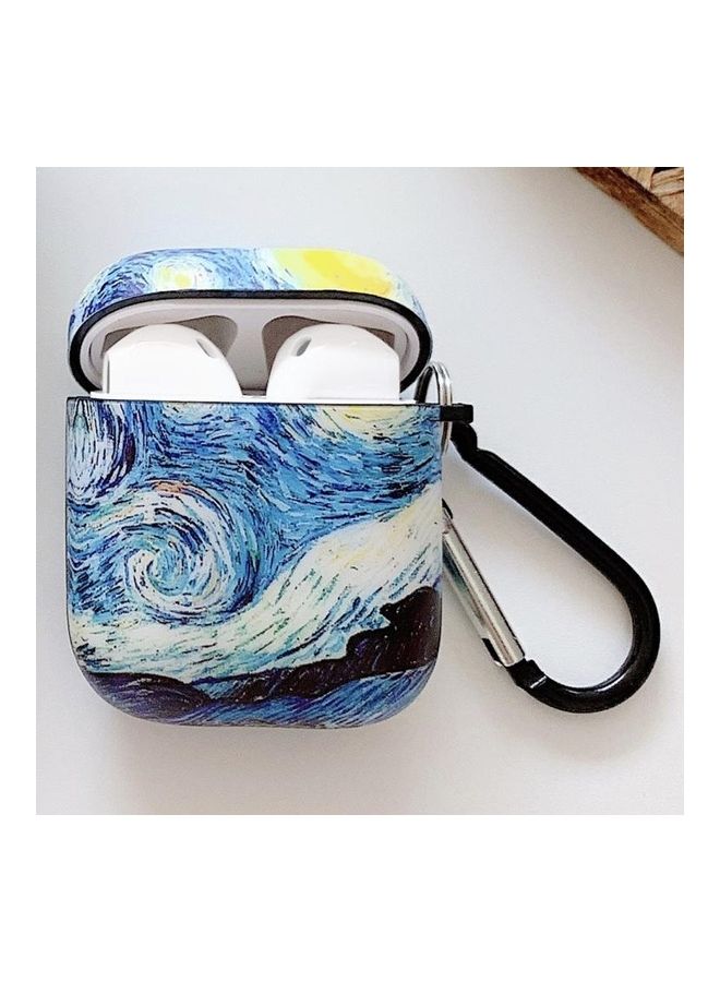 BGM Oil Painting Pattern Earphone Protective Case with Hook for AirPods 1/2 Starry Sky - Image 1