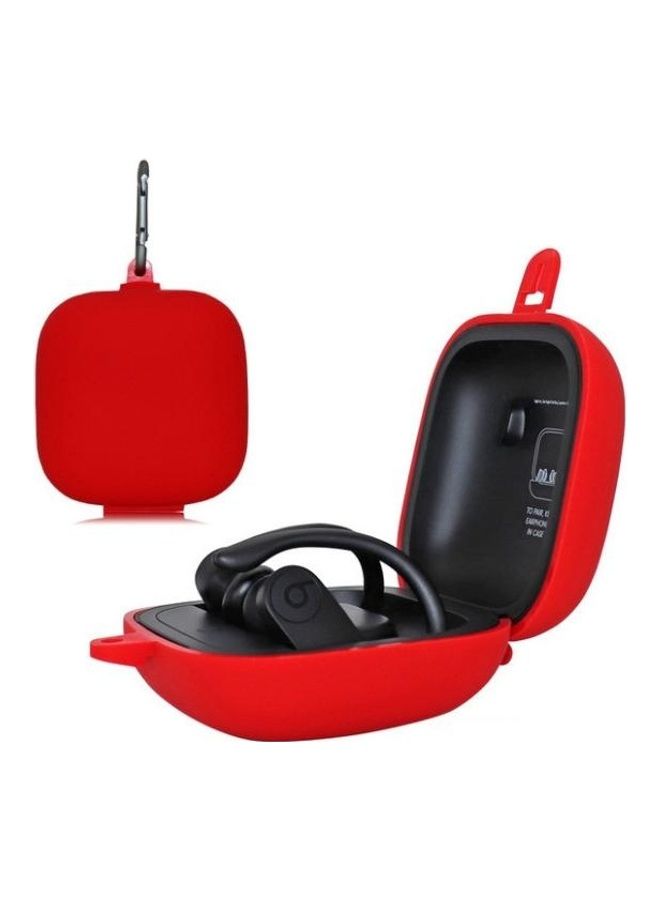 BGM Solid Colour Silicone Wireless Bluetooth Earphone Protective Case for Beats Powerbeats Pro Red - Image 1