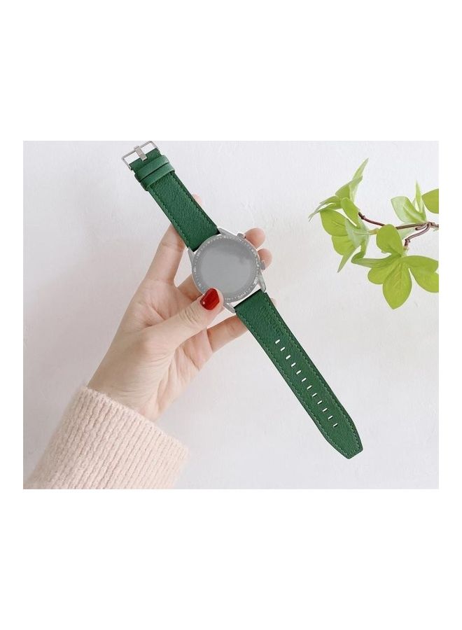 BGM Litchi Texture Leather Replacement Band For Huawei Watch GT2 Pro Green - Image 1