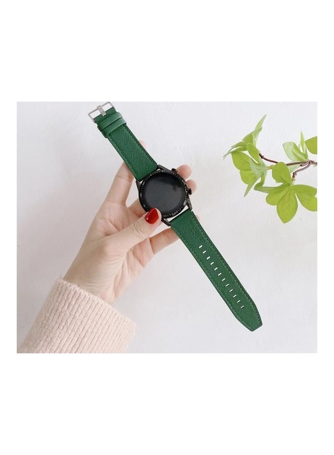 BGM Litchi Texture Leather Replacement Band For Huawei Watch GT2 Pro Green - Image 2