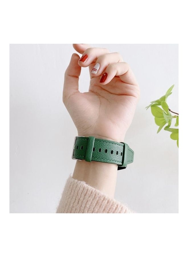 BGM Litchi Texture Leather Replacement Band For Huawei Watch GT2 Pro Green - Image 4