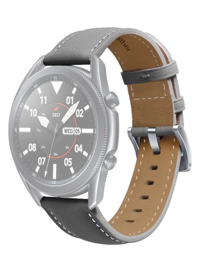 BGM Leather Replacement Band With Buckle For Samsung Galaxy Watch3 45mm Grey - Image 2