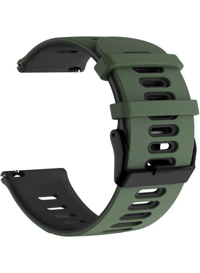 BGM Two-Tone Silicone Replacement Band For Garmin Forerunner 245 Army Green/Black - Image 1