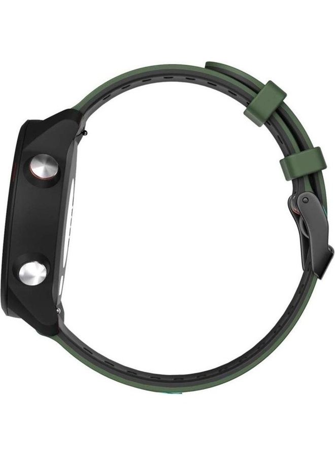 BGM Two-Tone Silicone Replacement Band For Garmin Forerunner 245 Army Green/Black - Image 3