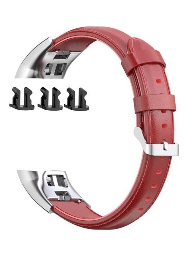 BGM Oil Wax Leather Wristband For Huawei Honor 4 and 5 Red - Image 2