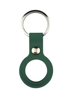 Liquid Silicone Shockproof Protective Soft Case Cover With Keychain Ring For Apple AirTag Deep Green