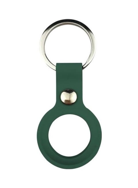 Liquid Silicone Shockproof Protective Soft Case Cover With Keychain Ring For Apple AirTag Deep Green