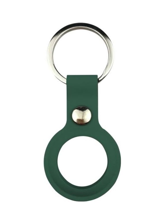 BGM - Liquid Silicone Shockproof Protective Soft Case Cover With Keychain Ring For Apple AirTag Deep Green - Image 1