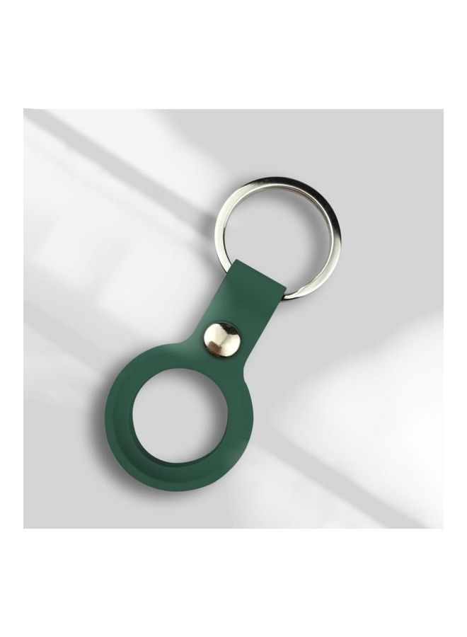 BGM - Liquid Silicone Shockproof Protective Soft Case Cover With Keychain Ring For Apple AirTag Deep Green - Image 1