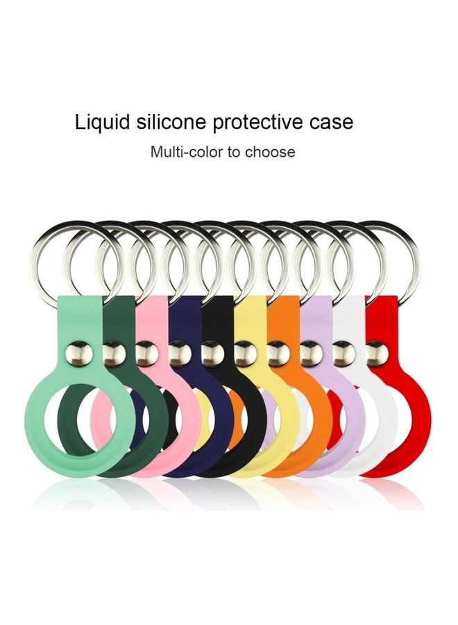 BGM - Liquid Silicone Shockproof Protective Soft Case Cover With Keychain Ring For Apple AirTag Deep Green - Image 1