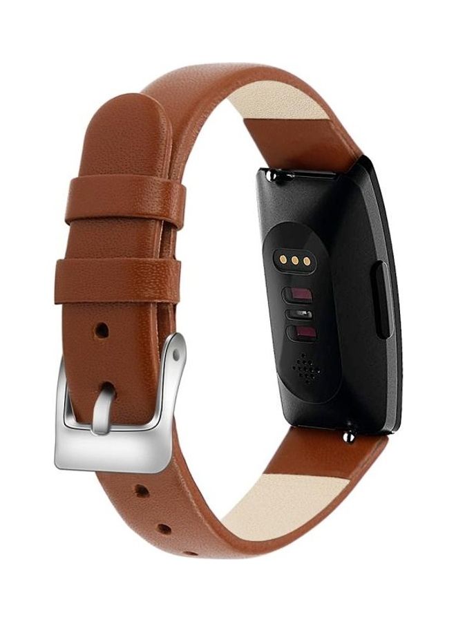 BGM Cowhide Leather C Type Replacement Wrist Strap For Fitbit Inspire/Inspire HR Brown - Image 4
