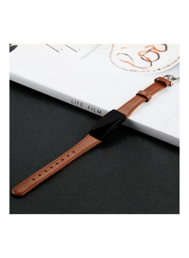 BGM Cowhide Leather C Type Replacement Wrist Strap For Fitbit Inspire/Inspire HR Brown - Image 5