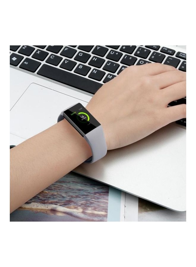 BGM Solid Colour Silicone Strap Band For Fitbit Charge 3 18mm Light Grey - Image 5