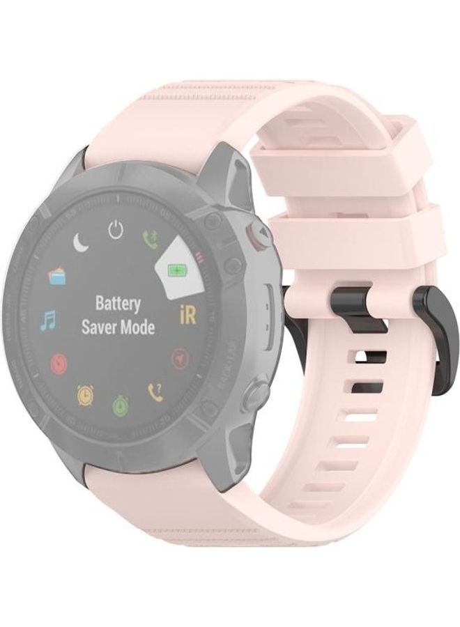 BGM Replacement Wrist Strap Band with Plastic Button For Garmin Fenix 6X 26mm Light Pink - Image 1