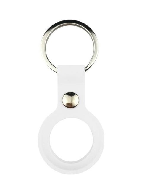 Liquid Silicone Shockproof Protective Cover With Keychain Ring For Apple AirTag White/Silver