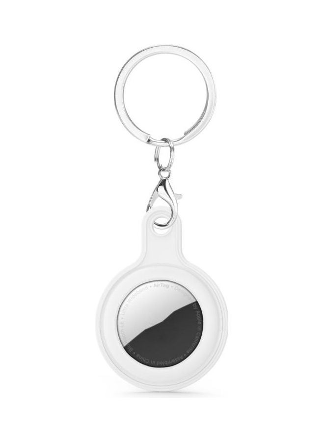 BGM - Gel Leather Case Cover With Switchable Keychain Ring For Apple AirTag White/Silver - Image 1