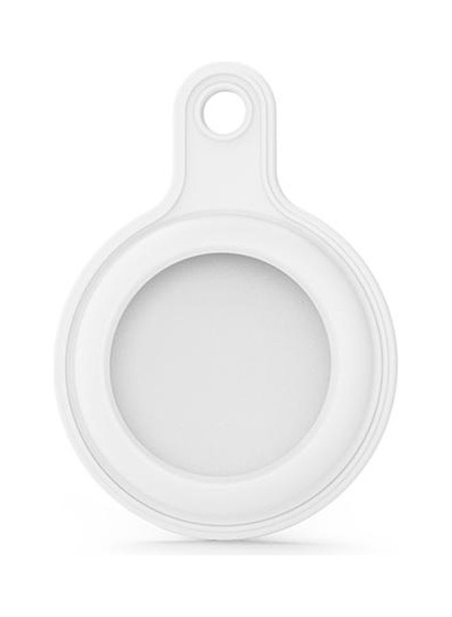 BGM - Gel Leather Case Cover With Switchable Keychain Ring For Apple AirTag White/Silver - Image 1