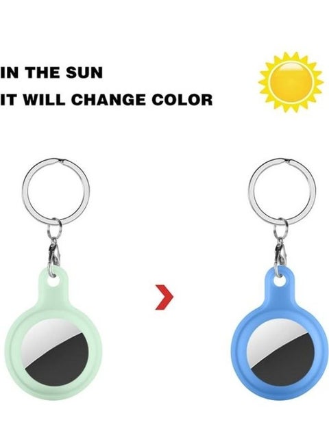 Discoloration In Sun Silicone Case For Apple AirTag Mint Green Change Sky Blue
