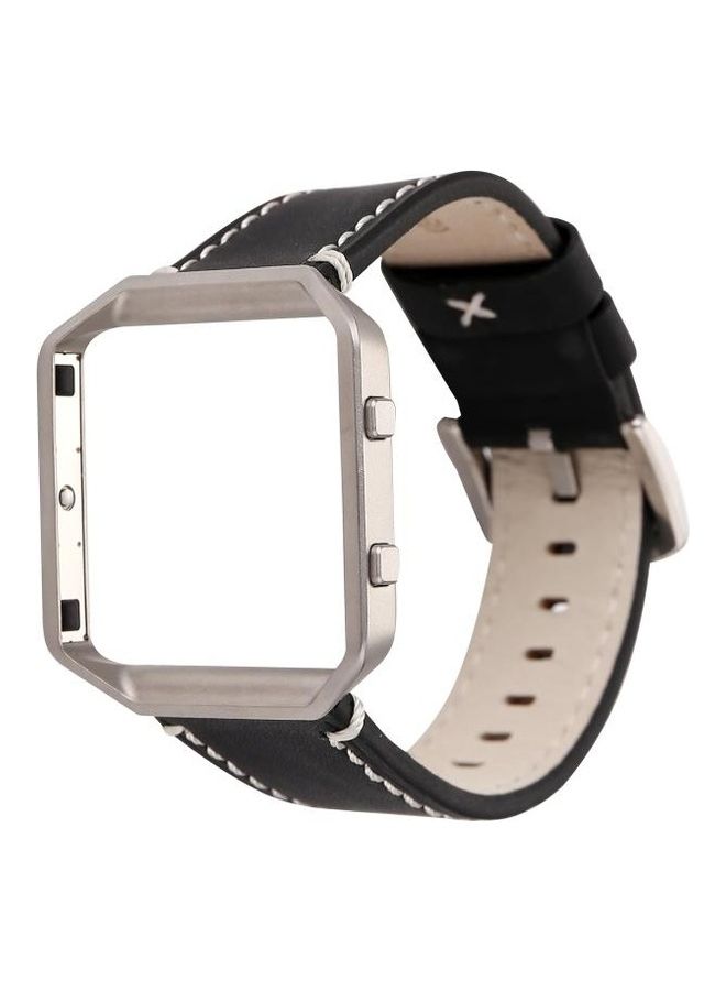 BGM Leather Replacement Strap Watchband For Fitbit Blaze Calf Black - Image 2