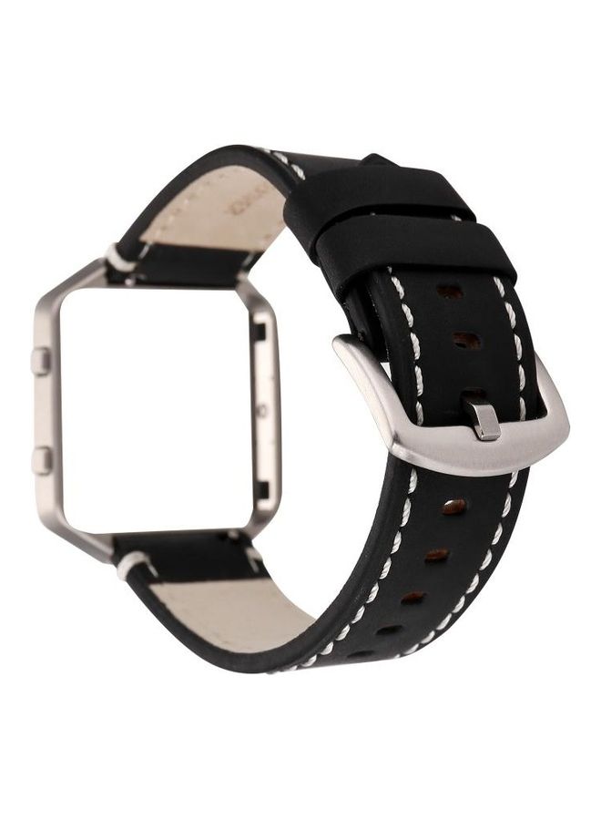 BGM Leather Replacement Strap Watchband For Fitbit Blaze Calf Black - Image 3